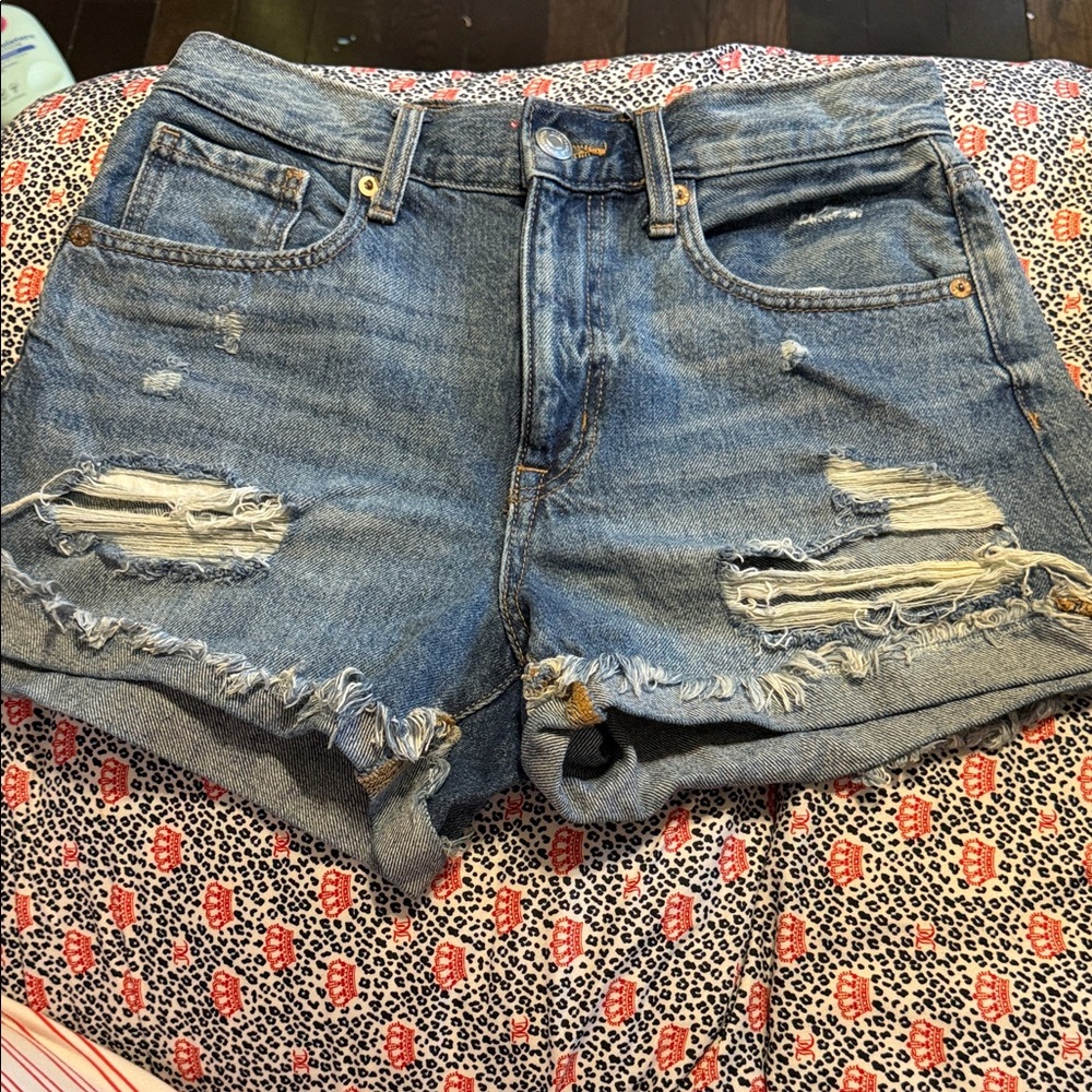 Aeropostale Blue Distressed Jean Shorts